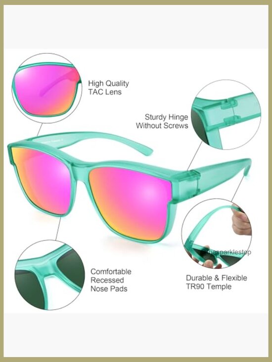 Polarized Fit Over Sunglasses, TR90 Frame, UV400 Protection, Square Shape main image 7